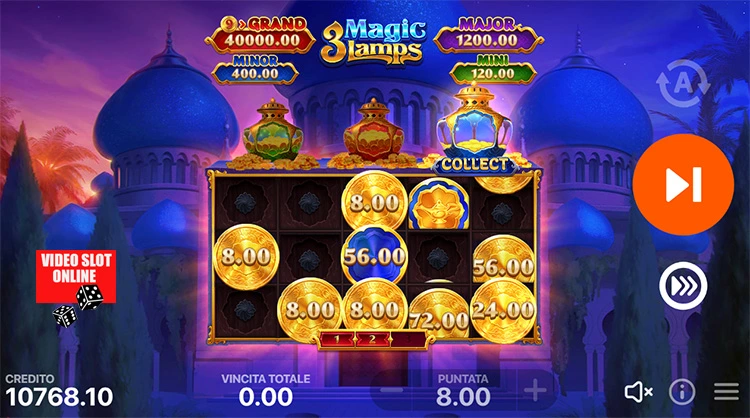3 magic lamps gioco bonus